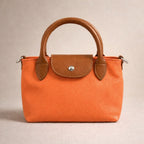 Peggy Longchamps-style Bag, Biscuit/Orange