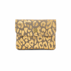 Small Leather Purse, Metallic Taupe Leopard