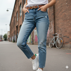 Slim Belt, Oak Leather - Gold Snaffle