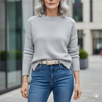 Belt, Light Cream Leather - Silver Buckle