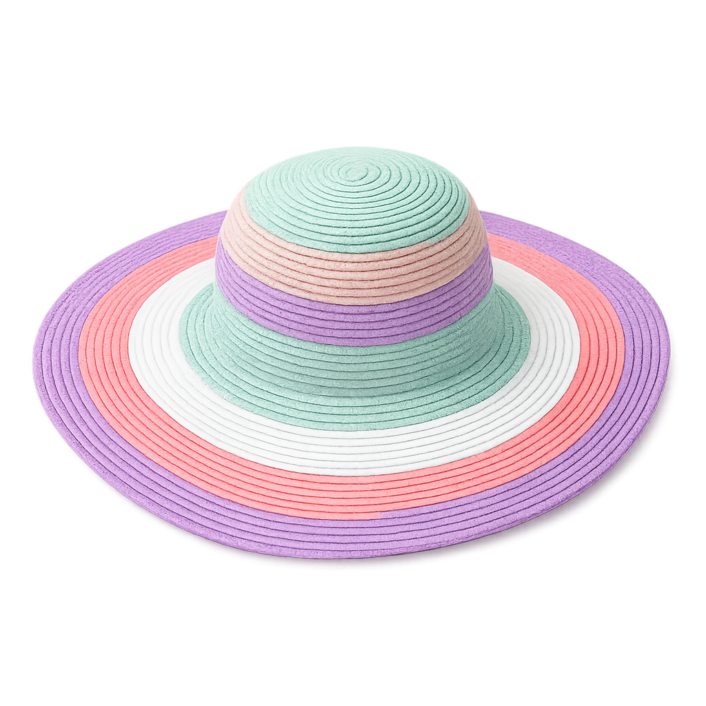 Beach Tote Bag & Hat, Pastel Stripes