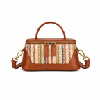 Bertram Raffia-panelled Bag, Tan