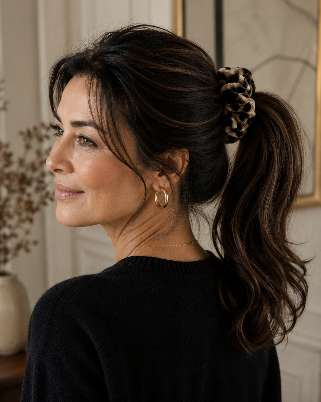 Caitlin Velvet Scrunchie, Animal Print