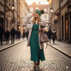 Sequin Double Pompom Hat, Green