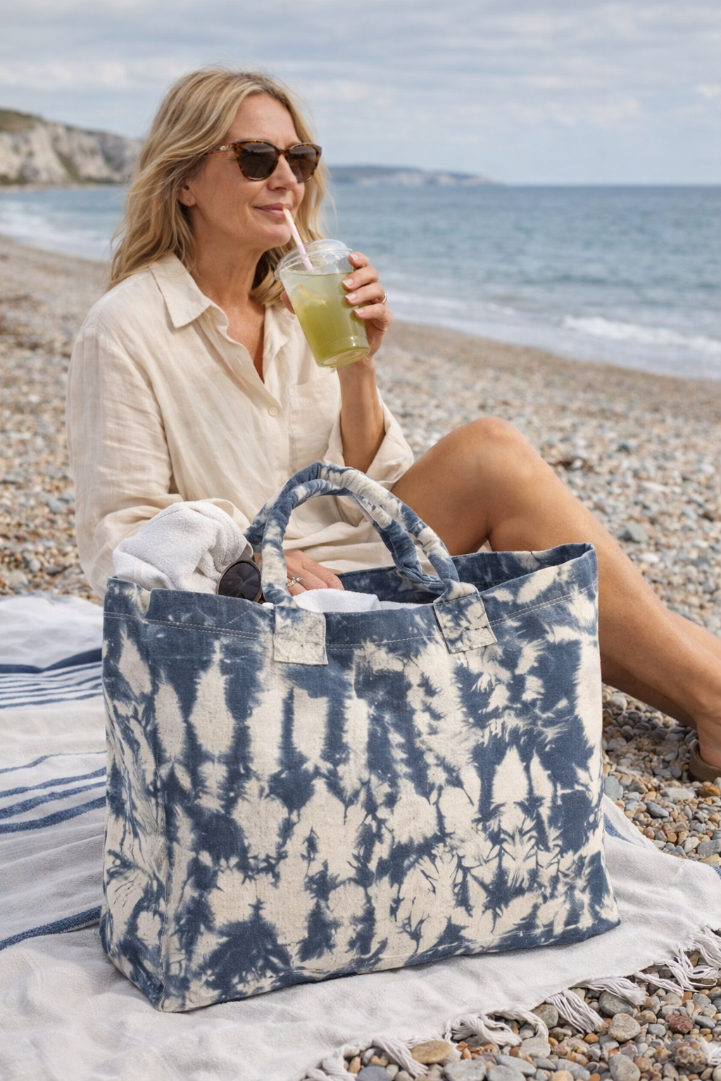 Laura Recycled Shopper, Charcoal Tie-Dye