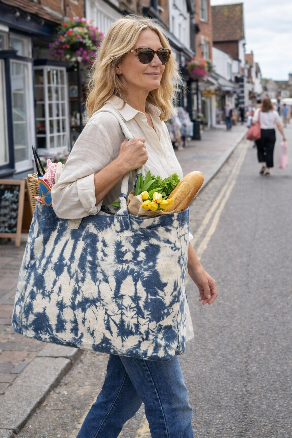 Laura Recycled Shopper, Charcoal Tie-Dye