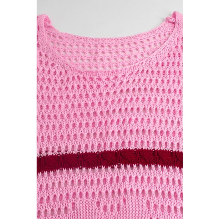 Magda Floral Crochet Knit Cover-Up Dress, Pink
