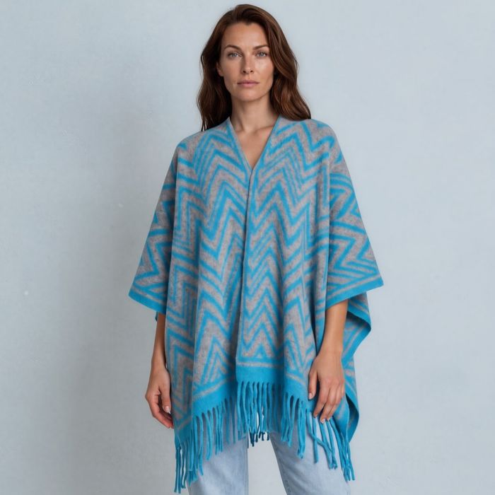 Marita Poncho Cape, Blue