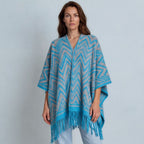 Marita Poncho Cape, Blue