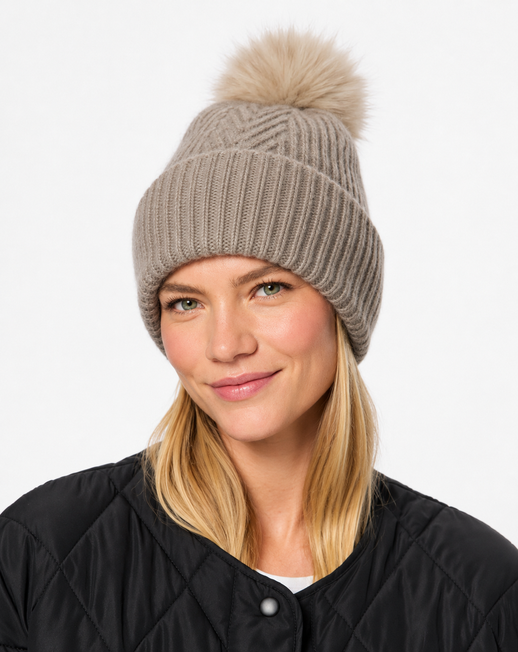 Raff Bobble Hat, Taupe