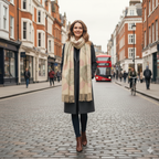 Rose Design Scarf, Beige