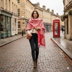 Rose Design Scarf, Pink