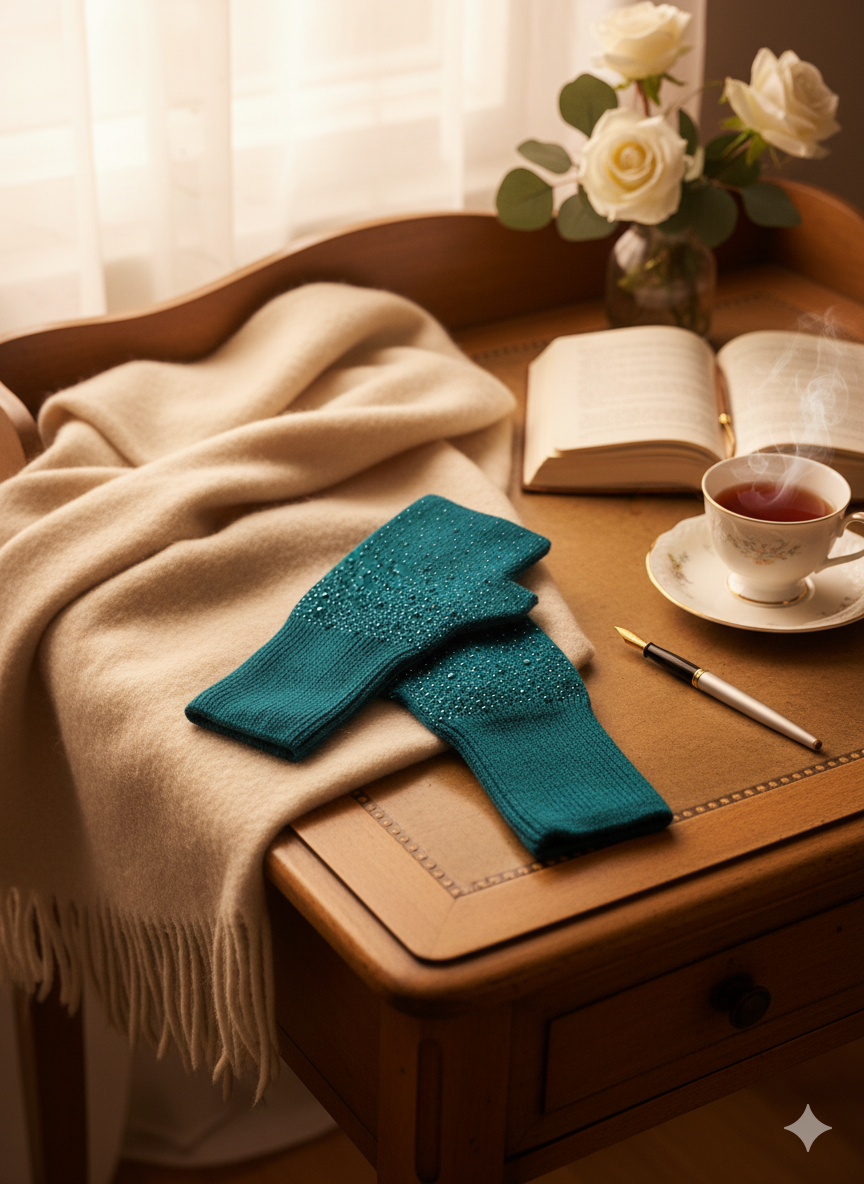 Sequin Handwarmers, Teal