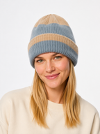 Sonya Beanie, Blue & Beige