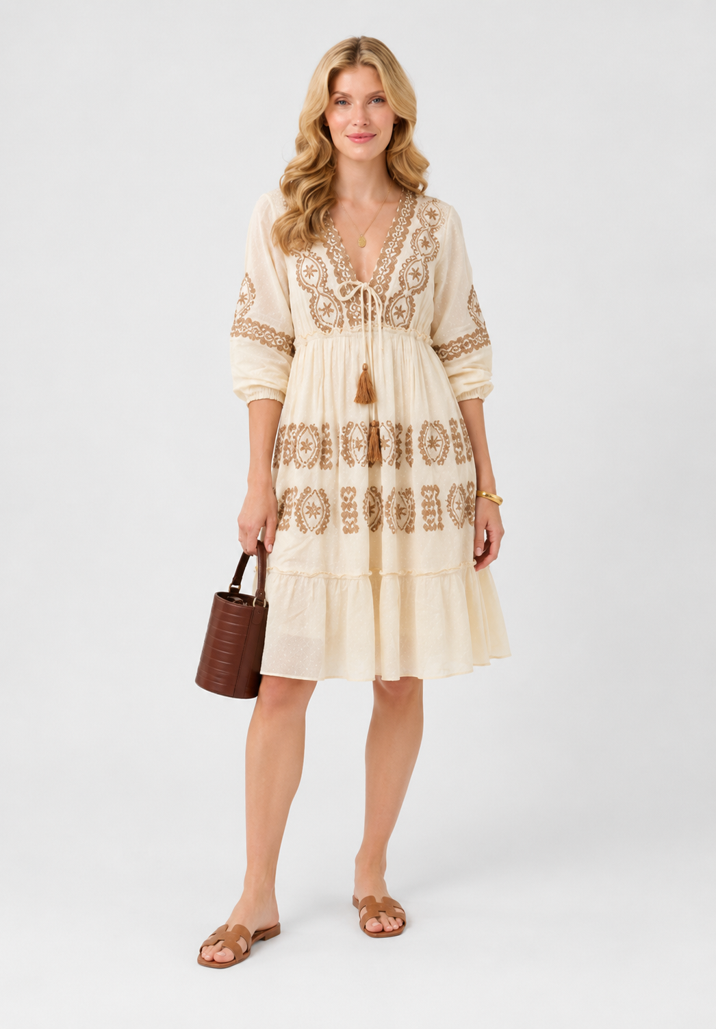 Cynthia Viscose Dress, Ecru
