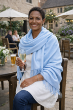 Tasselled Pashmina, Baby Blue