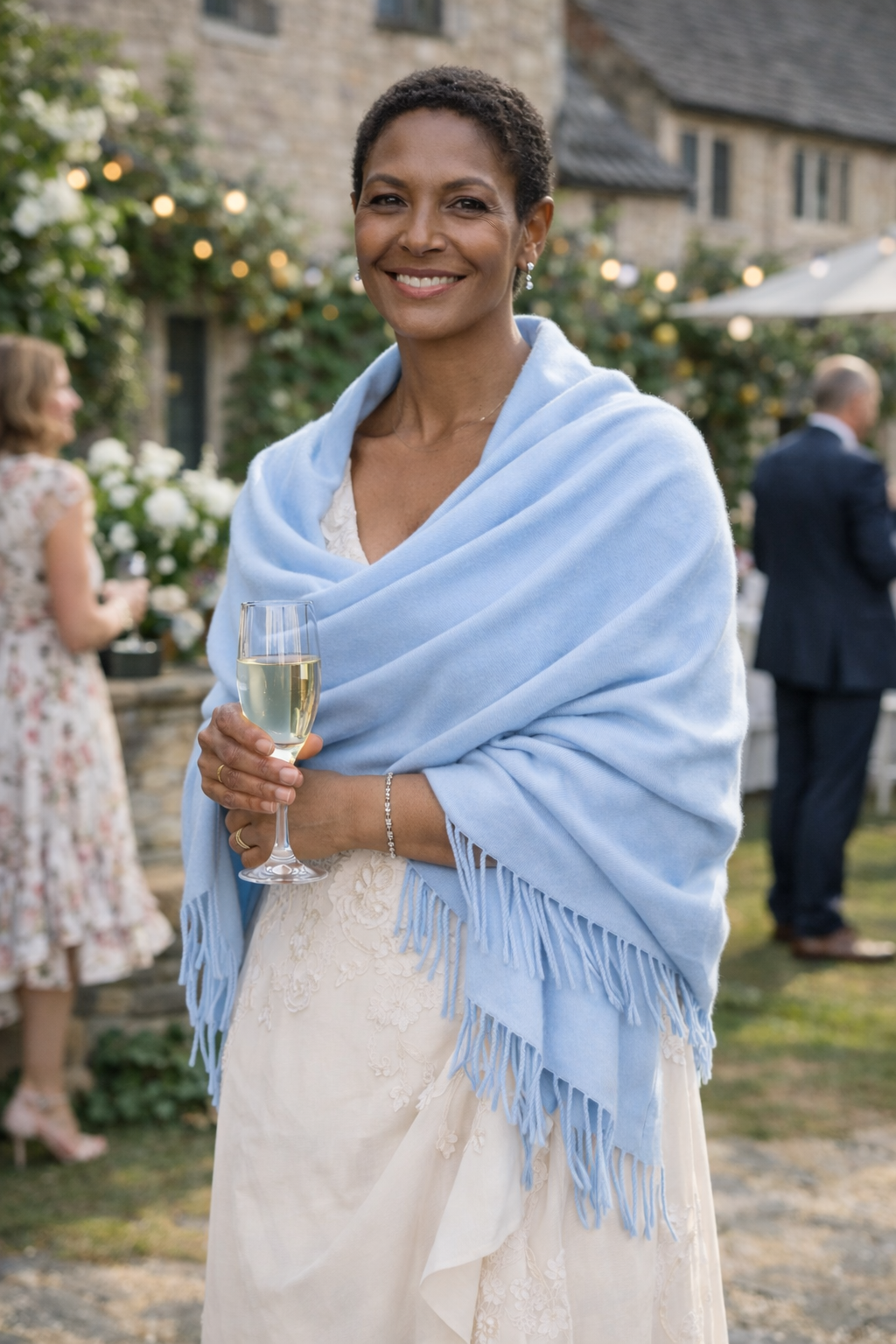Tasselled Pashmina, Baby Blue