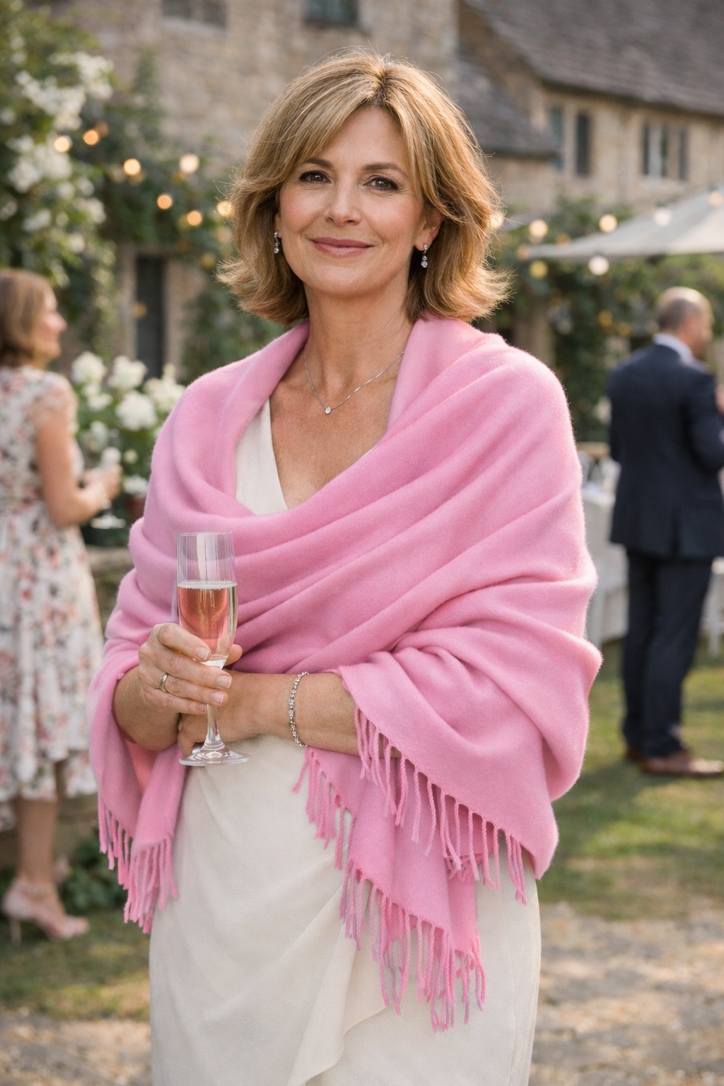 Tasselled Pashmina, Petal Pink