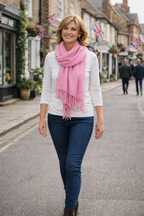 Tasselled Pashmina, Petal Pink