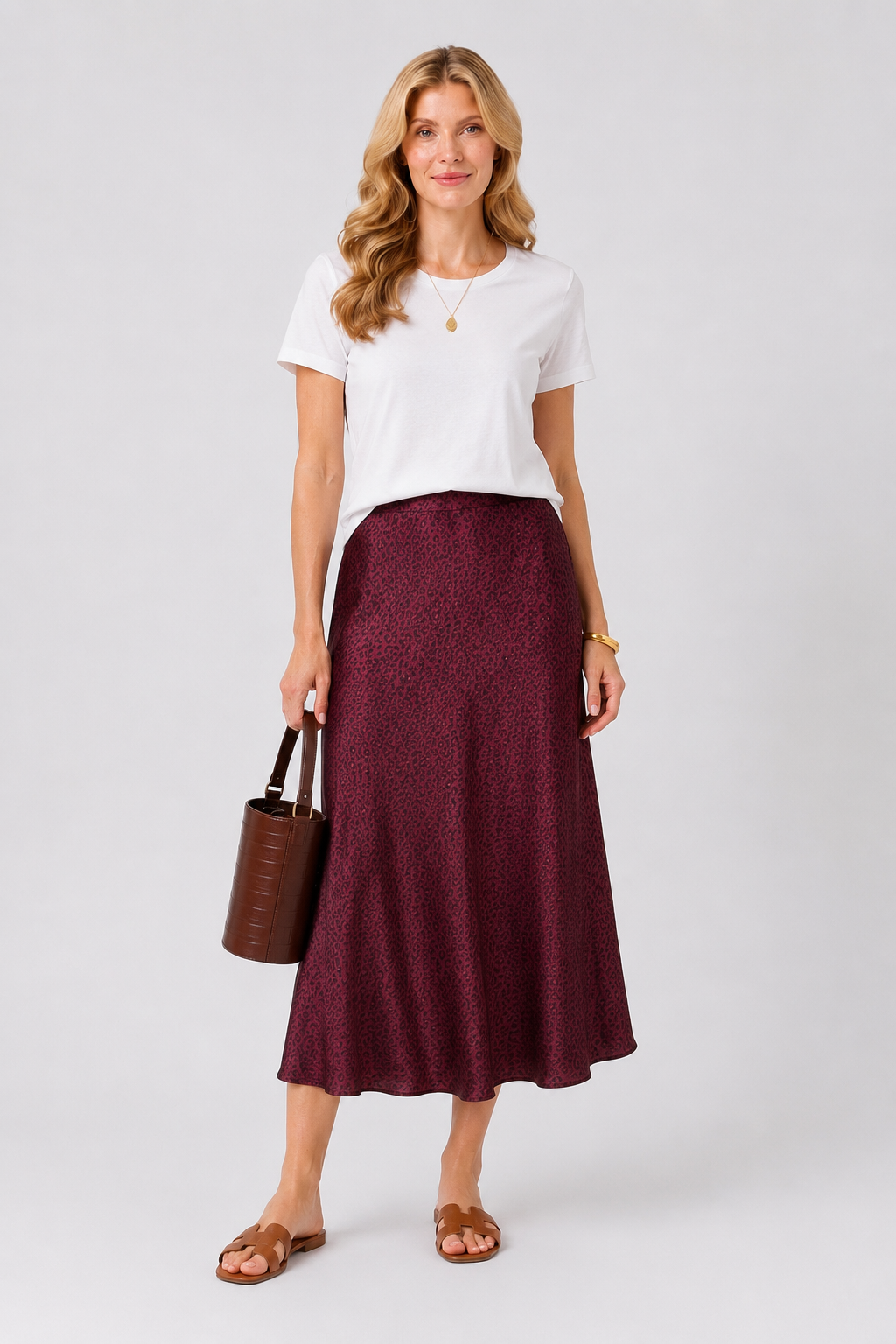 Tilbury Satin Slip Skirt, Mulberry