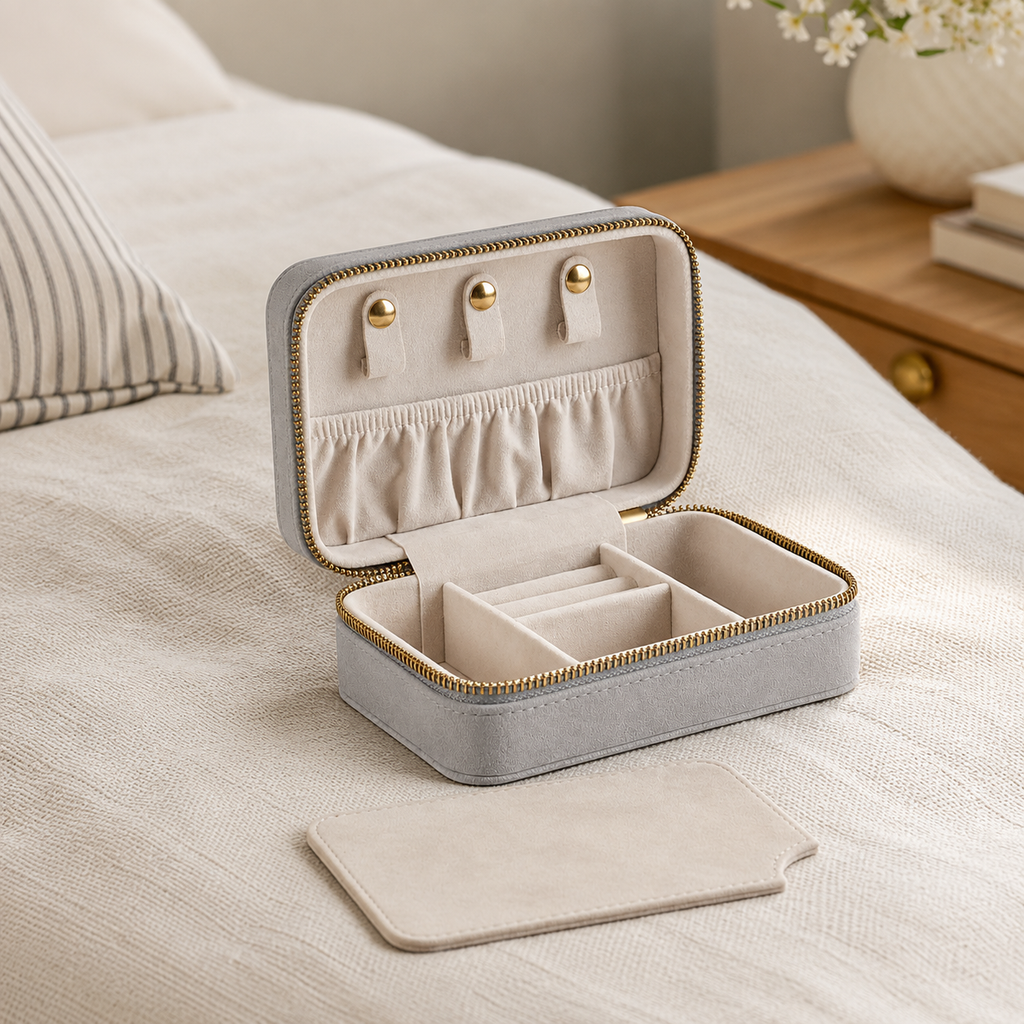 Verity Jewellery Case, Pale Grey