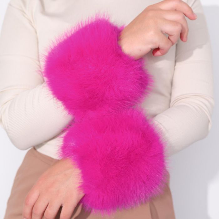 Faux Fur Wrist Cuffs, Fuchsia