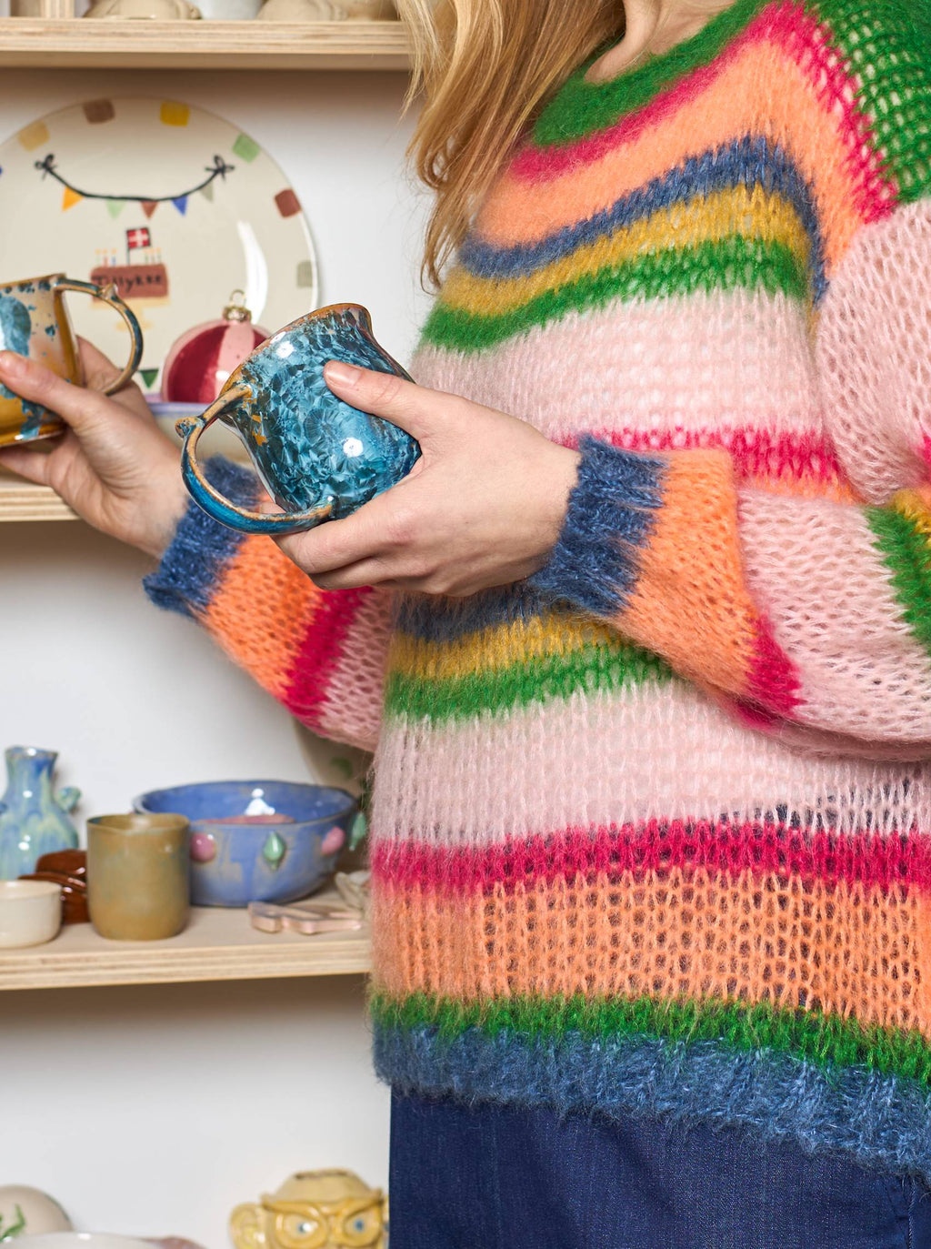 Anna Multi Striped Jumper, Orange Multi