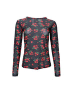 Annie Mesh Blouse, Red Flower