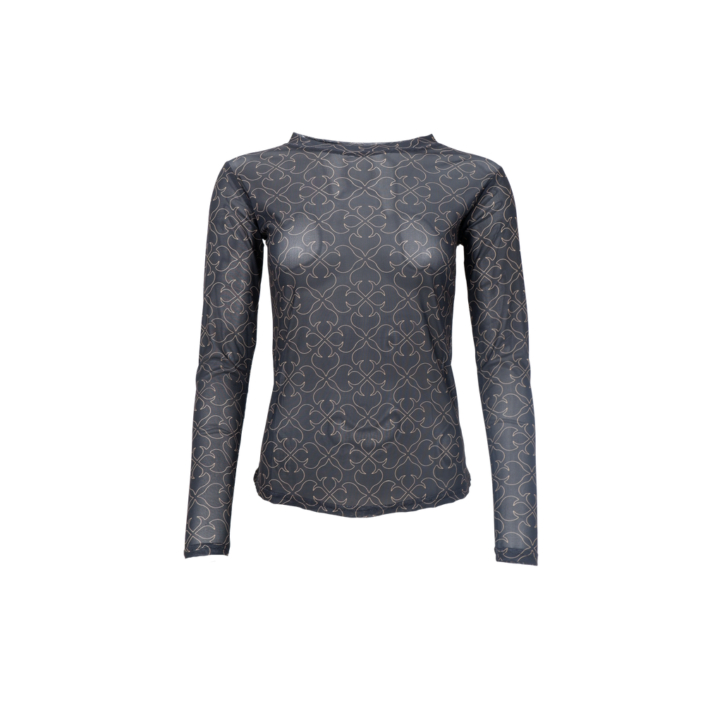 Annie Mesh Blouse, Black Deco