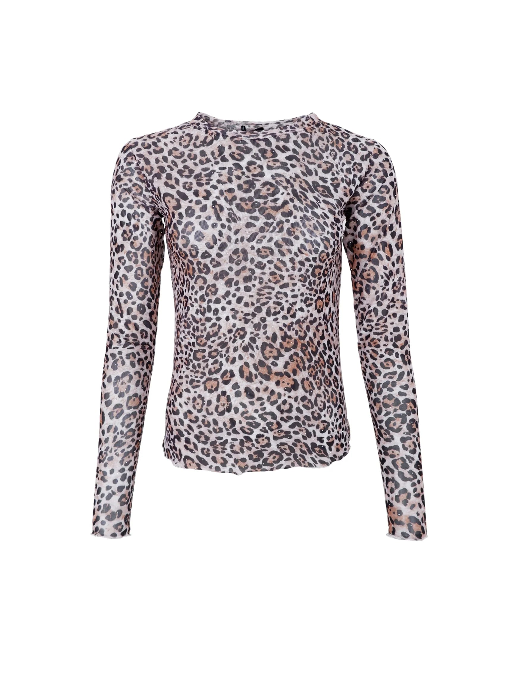 Annie Shimmer Mesh Blouse, Leopard