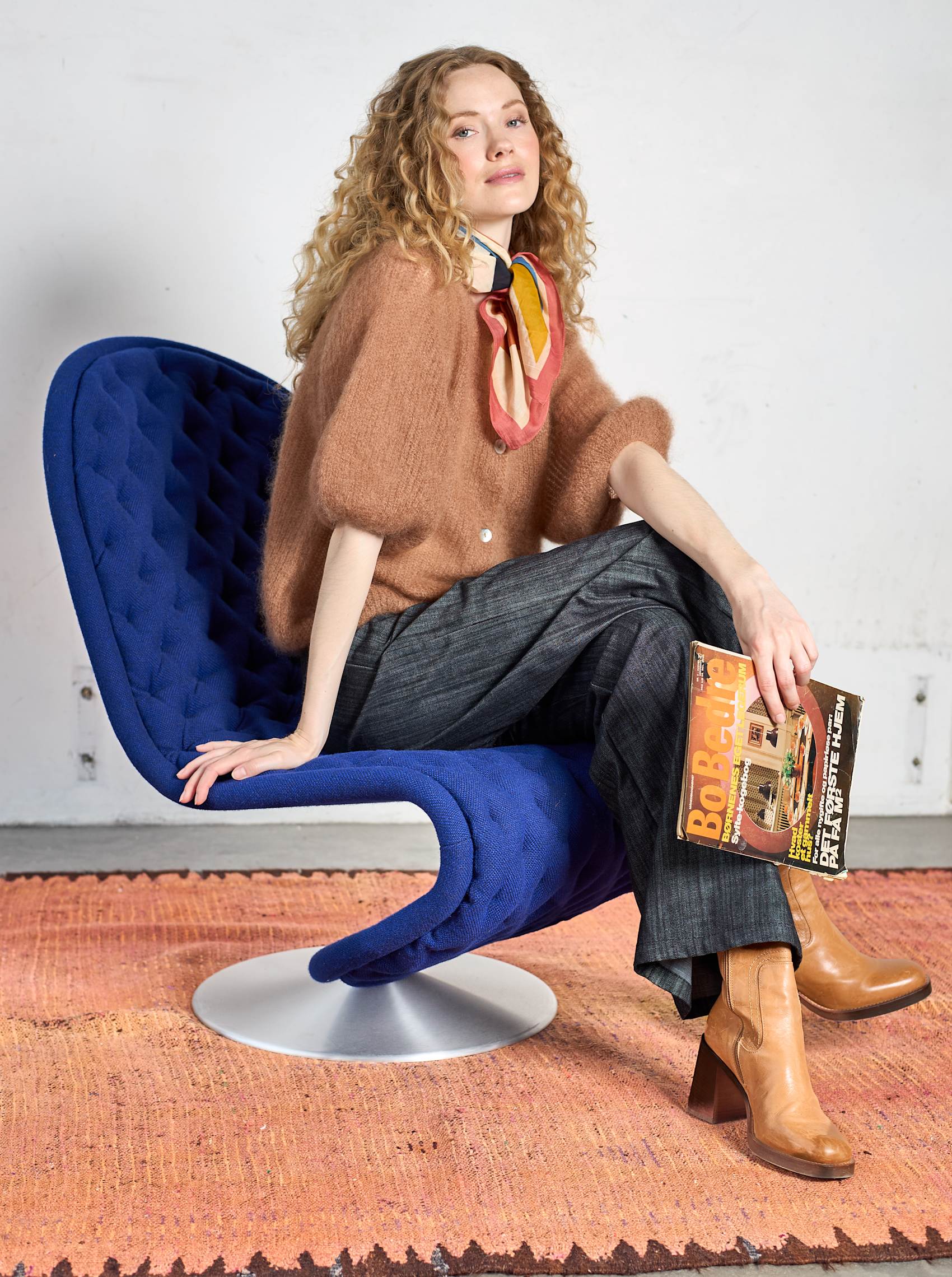 Bjoerk Patent Knit Cardigan, Camel