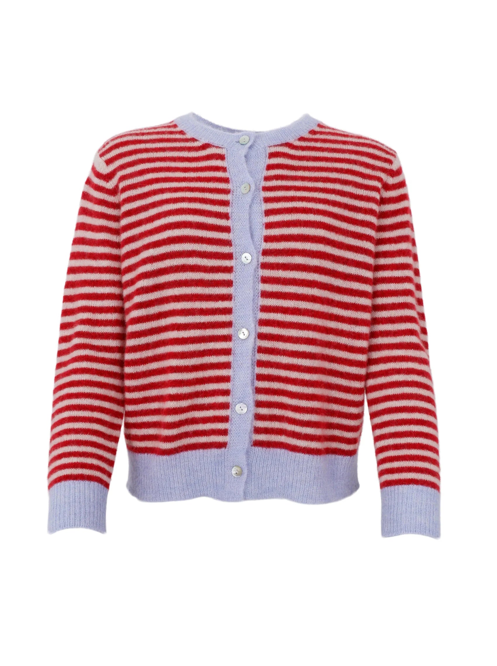 Dell Striped Knit Cardigan, Red