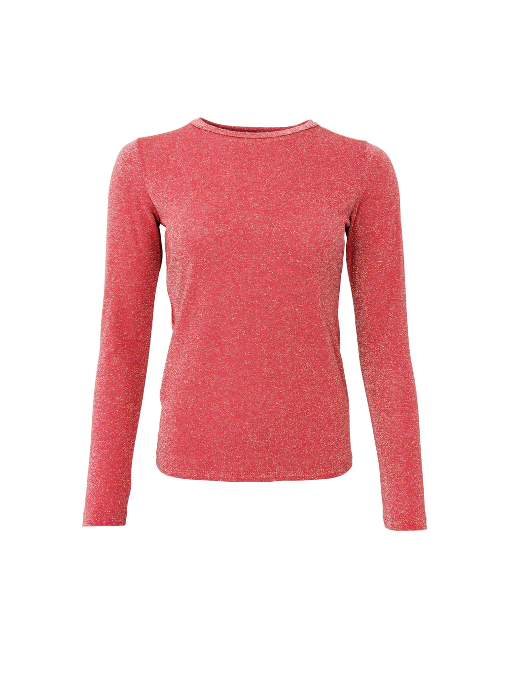 Faye Lurex Long-Sleeved Top, Coral Red