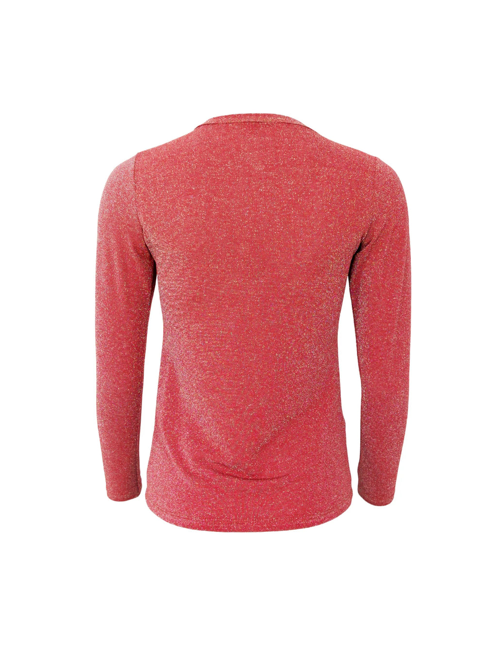 Faye Lurex Long-Sleeved Top, Coral Red
