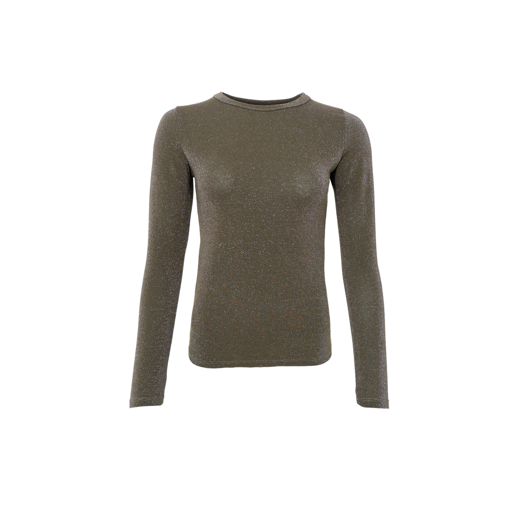 Faye Lurex Long-Sleeved Top, Hunter Green
