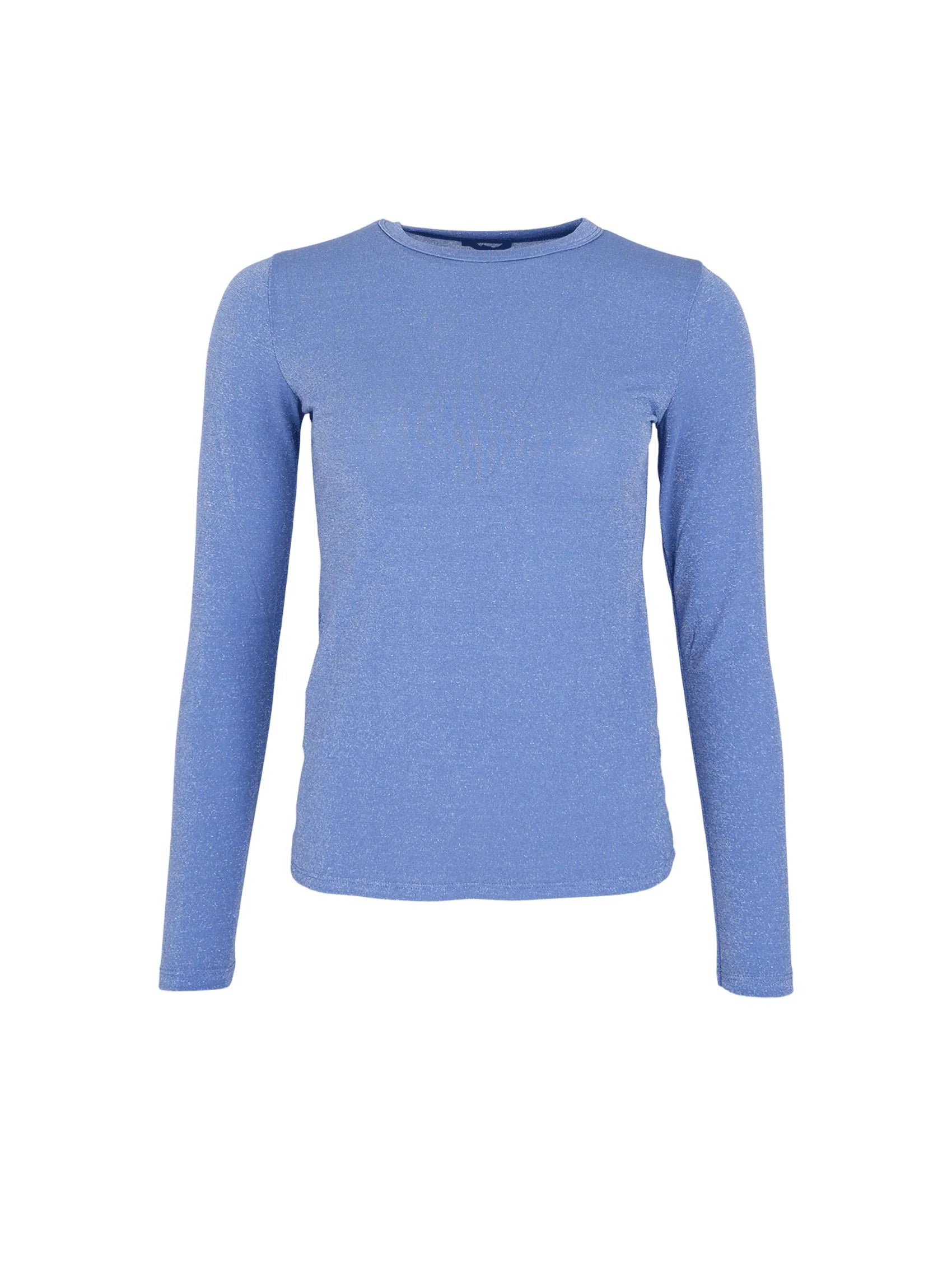 Faye Lurex Long-Sleeved Top, Light Blue