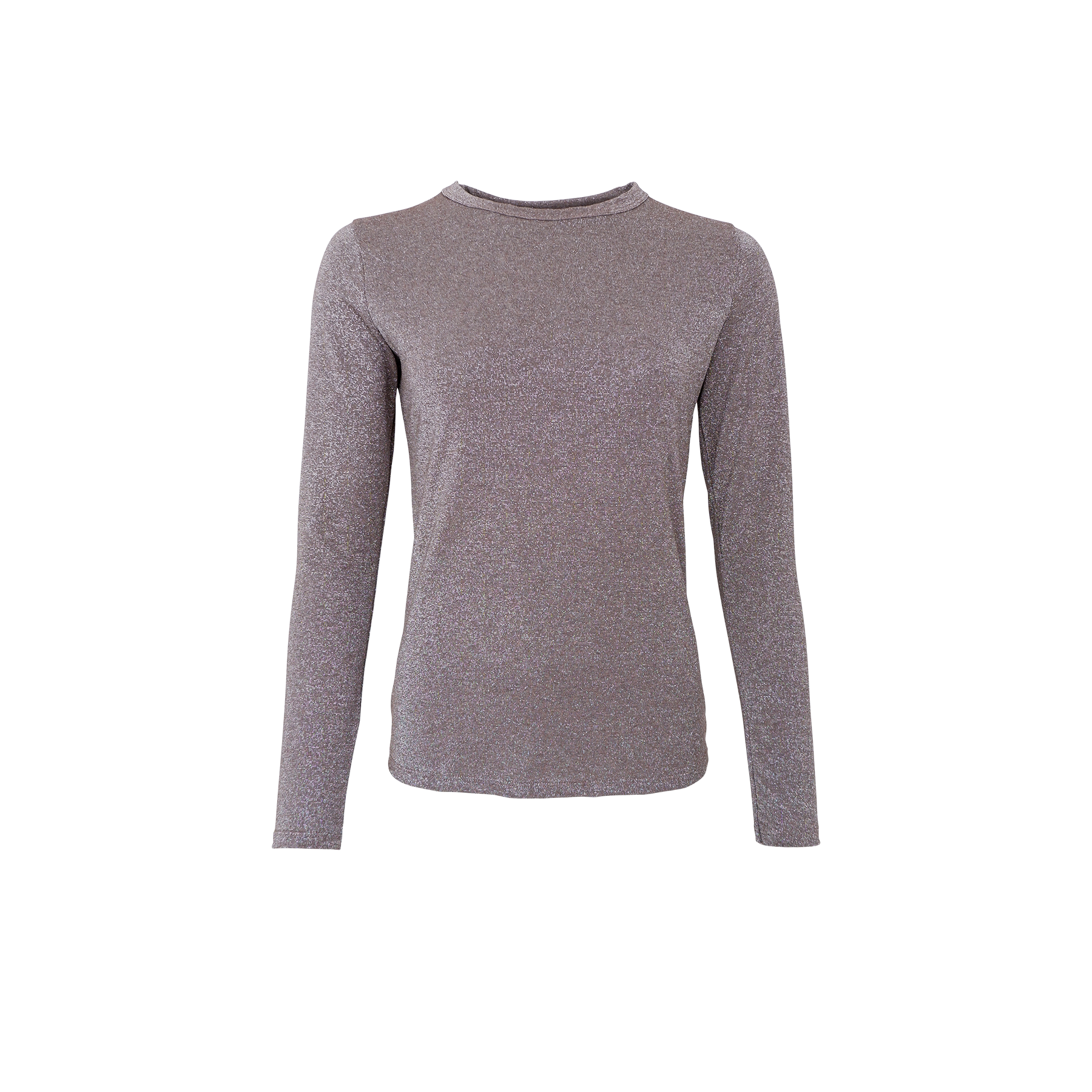 Faye Lurex Long-Sleeved Top, Taupe