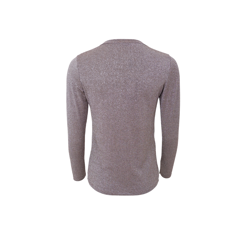 Faye Lurex Long-Sleeved Top, Taupe