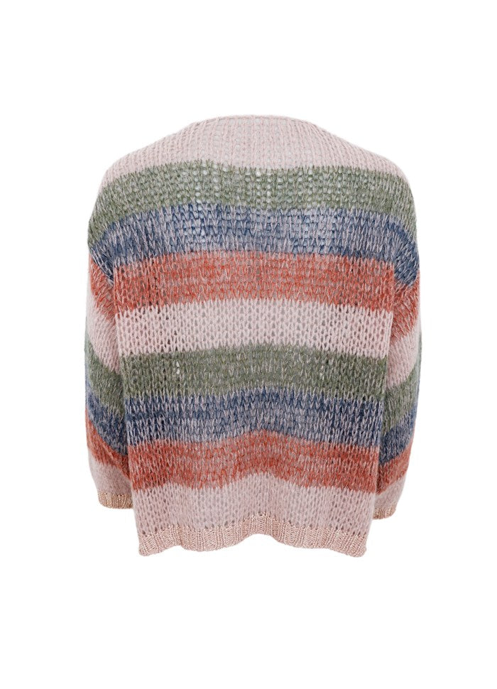 Filuca Striped Cardigan, Camel Blue