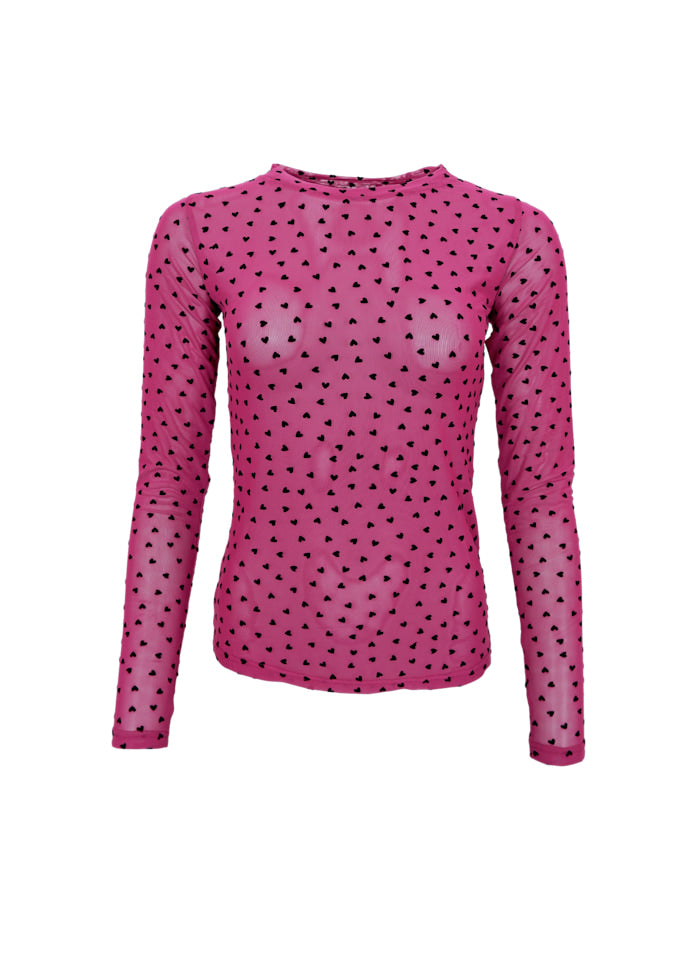 Isole Love Mesh Blouse, Fuchsia