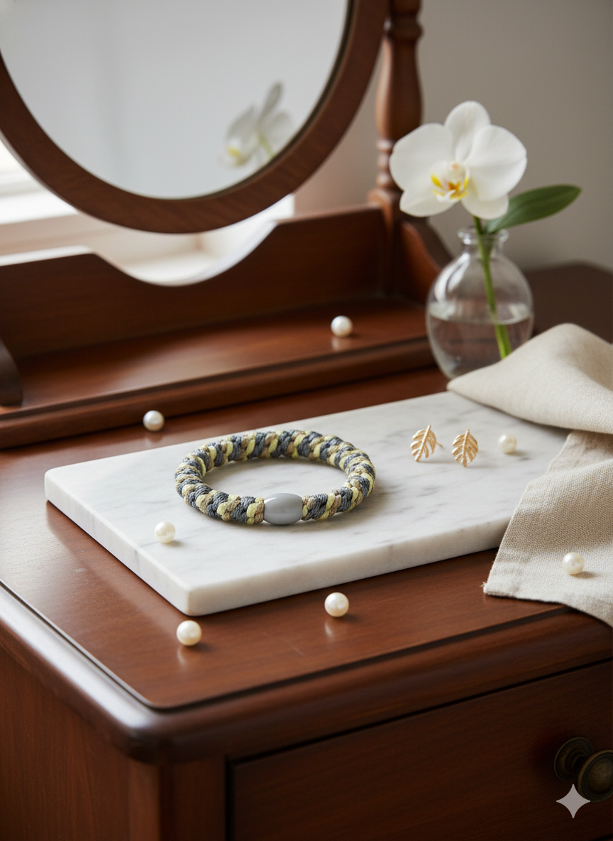 Kally Hair/Bracelet Elastic, Frosted Almond