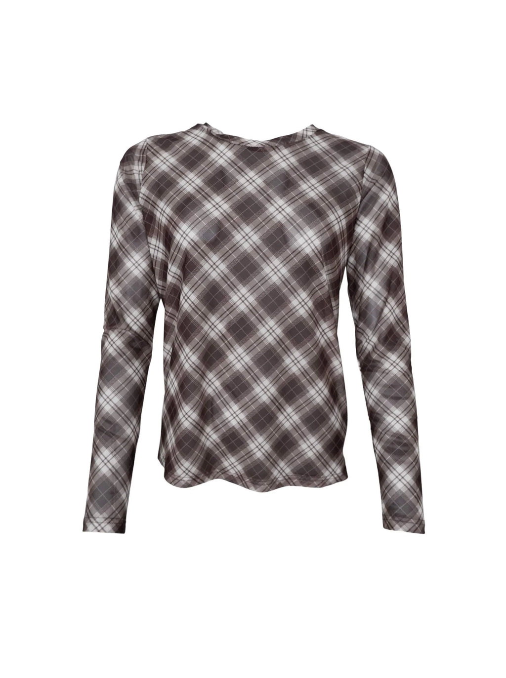 Kamma Mesh Blouse, Brown Tartan