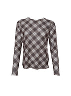 Kamma Mesh Blouse, Brown Tartan