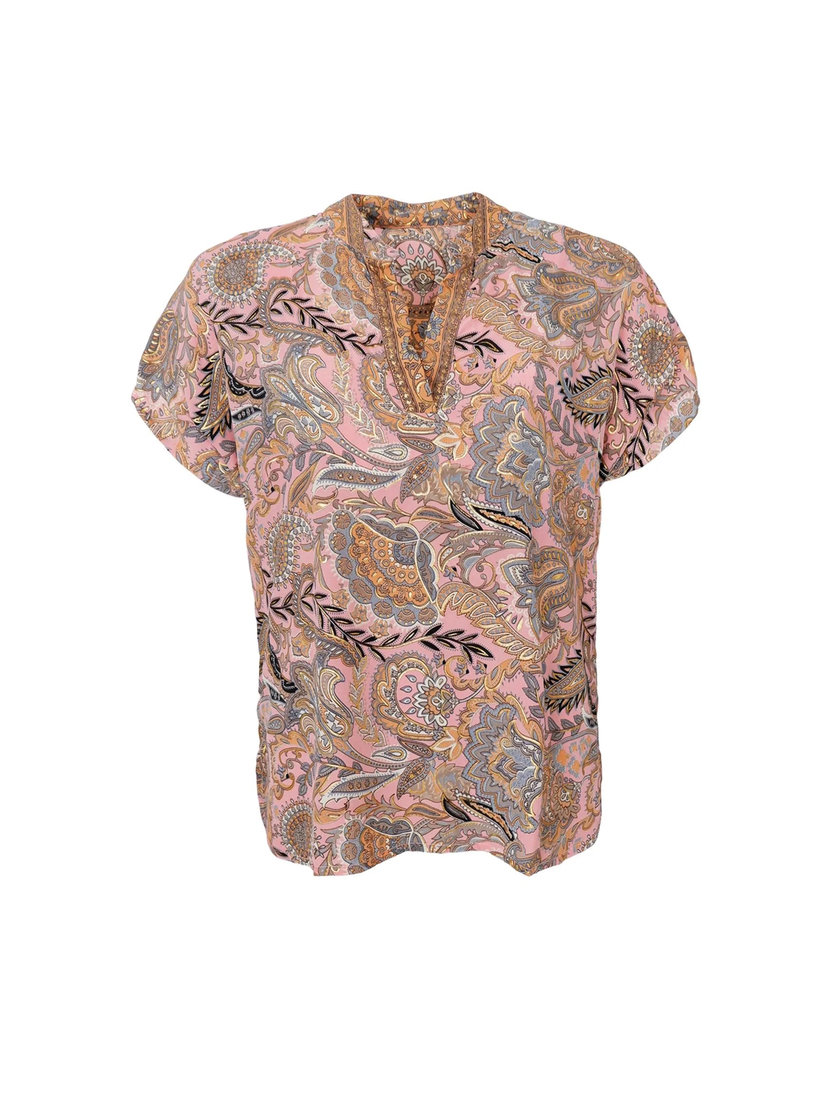 Luna Andrea Short-Sleeved Blouse, Imperial Rose