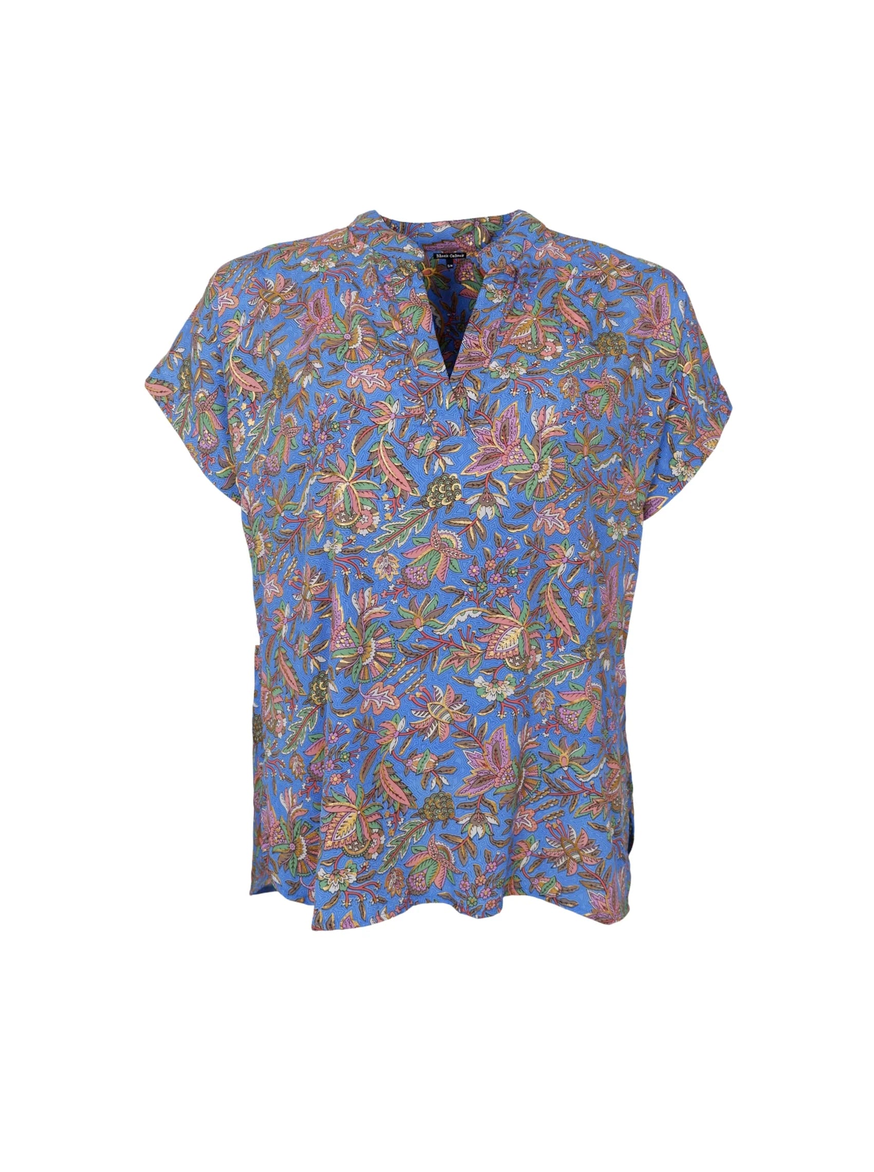Luna Andrea Short-Sleeved Blouse, Violet Blue