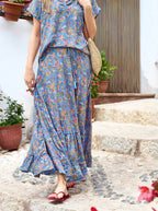 Luna Andrea Short-Sleeved Blouse, Violet Blue