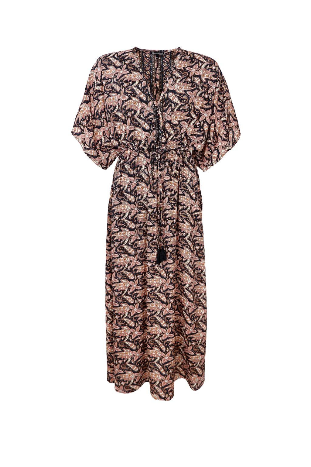 Luna Long V-Neck Dress, Glory Black