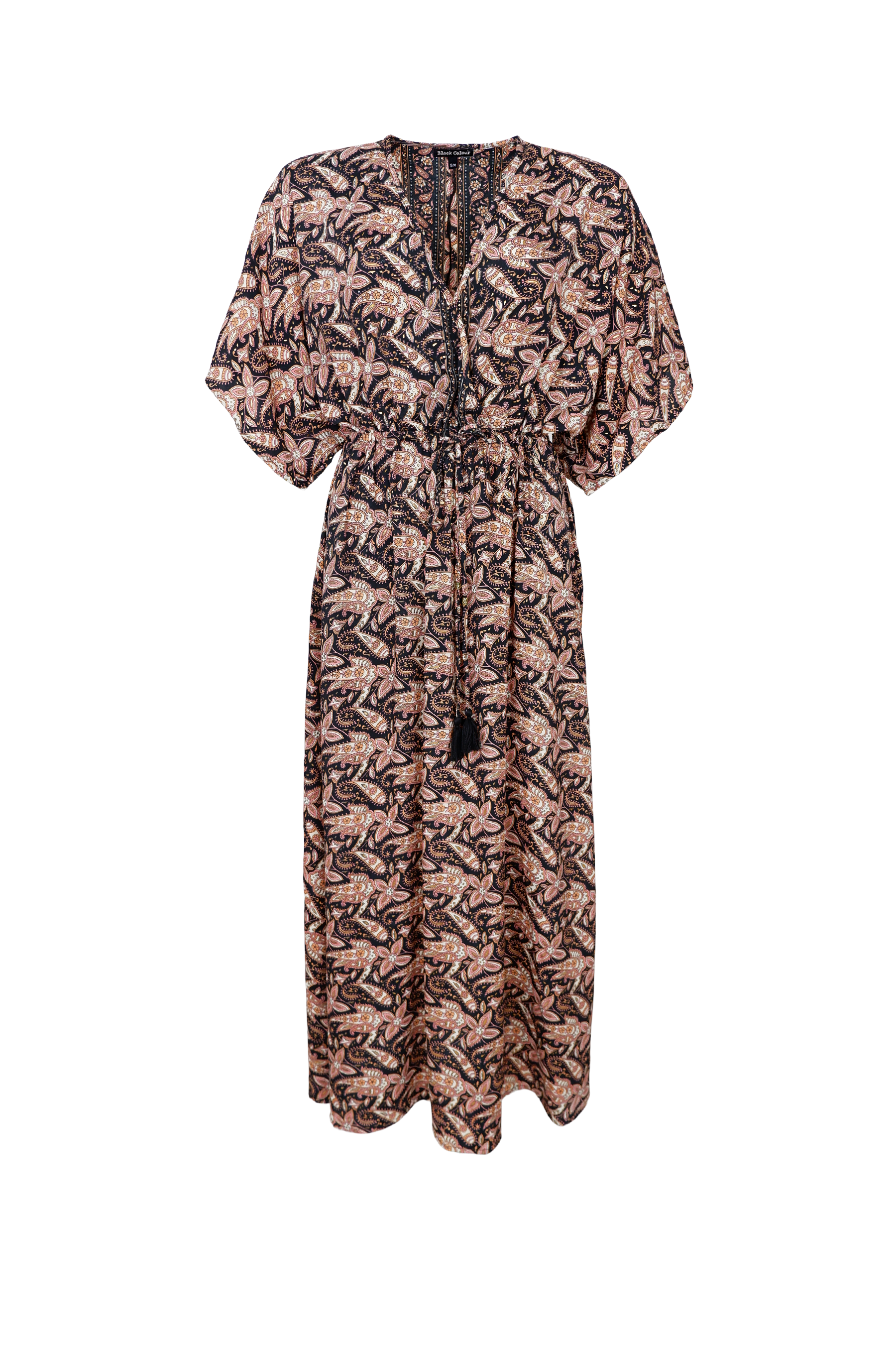 Luna Long V-Neck Dress, Glory Black