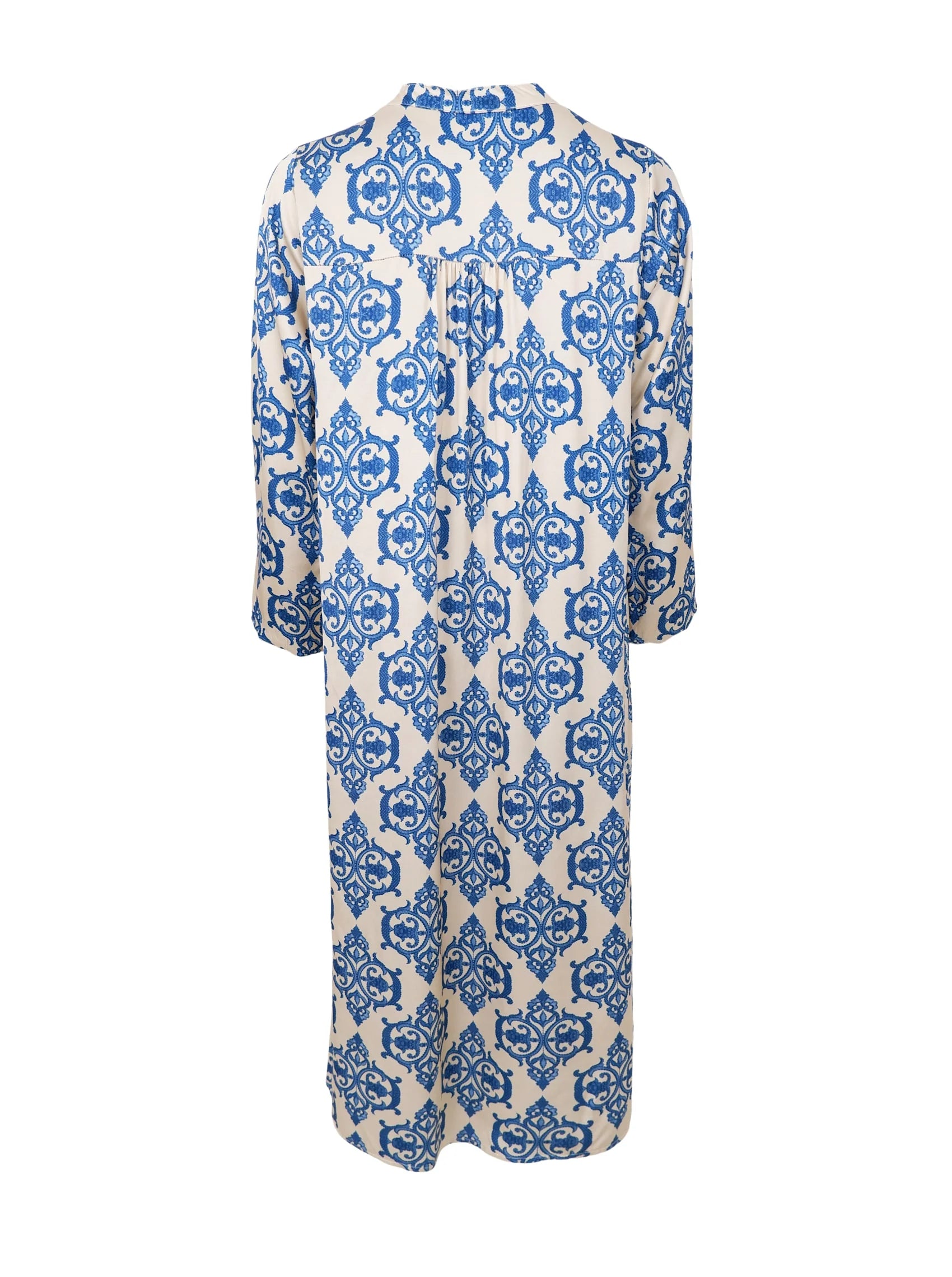 Zentha Satin Dress, Off-White and Blue