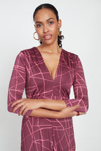 Amy Dress, Abstract Pink Bordeaux